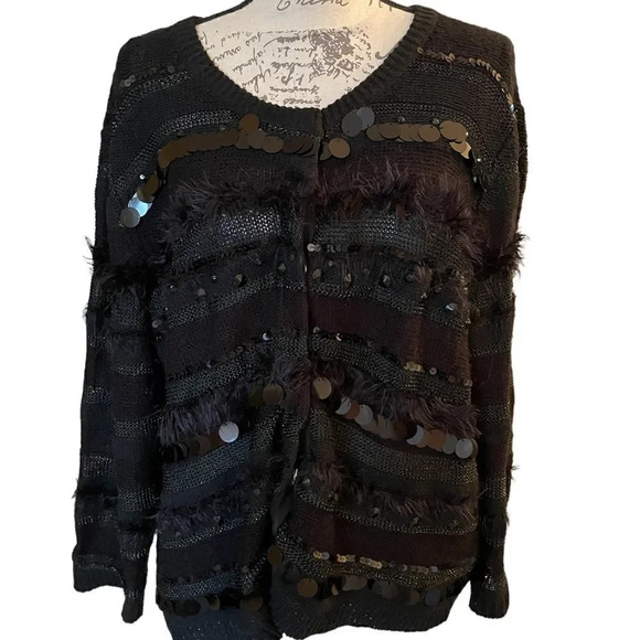 Ruby Rd  black sparkle cardigan sweater size !X - Picture 1 of 7